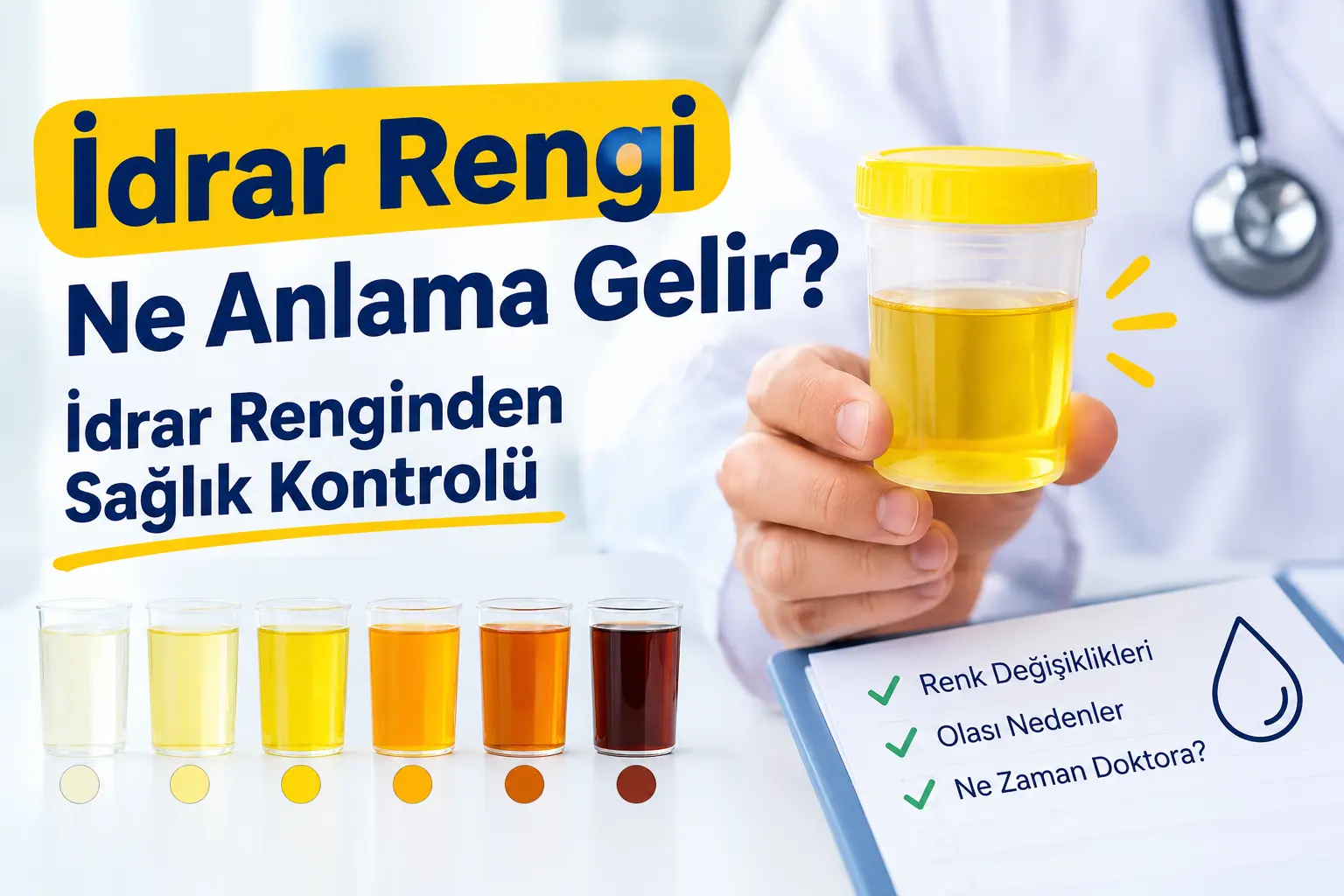 İdrar rengi ne anlama gelir? İdrar renginden sağlık kontrolü, açık sarıdan koyu kahverengiye idrar renkleri ve olası sağlık nedenleri